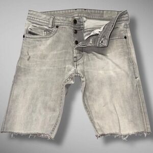 Diesel Akee Gray‎ Cutoff Shorts Mens 29 Slim Fit Destructed Stretch Denim Faded